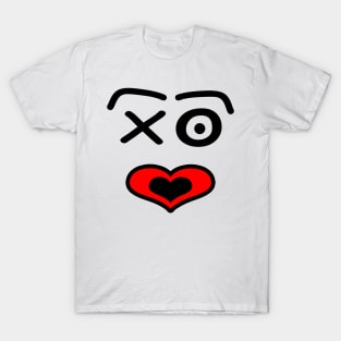 Funny love face -  black and red. T-Shirt